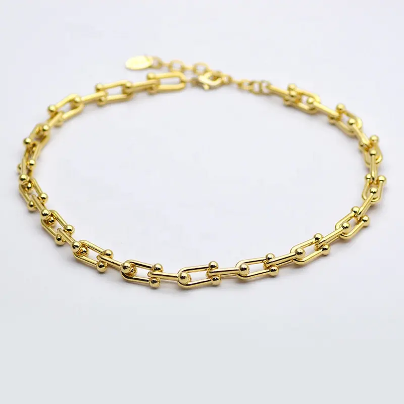 2020 New Design U Type 18k Gold Silver Stainless Steel Lock Chain Necklace