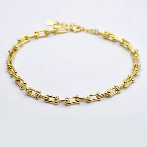 2020 New Design U Type 18 18k Gold Silver Stainless Steel Lock Chain Necklace