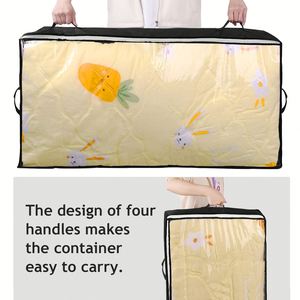 Under <b>Bed</b> Storage <b>Bags</b> for Clothes and Blankets, Foldable Fabric Zipper Container with Clear Window and Reinforced Handles - Product Image 3