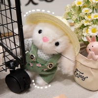 Jouet en peluche lapin à oreilles tombantes mignon avec salopette florale verte, jouet animal en peluche doux, vente en gros, cadeau personnalisé pour enfants