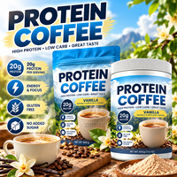 Poudre de café protéiné à la vanille avec isolat de protéines de lactosérum, mélange de café instantané 500g en vrac, formule personnalisée OEM ODM Marque Privée