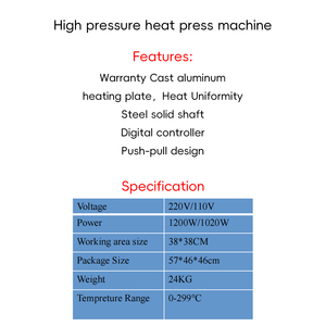 Máquina de Prensa de Calor de Alta Presión EF-HP38B de Grado Profesional, 38x38cm, para Transferencias Rápidas y Duraderas en Prendas - Product Image 2