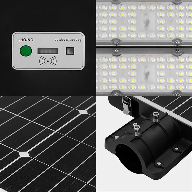 Luzes LED com sensor solar de alto brilho 6000Lumen com bateria substituível e sensor de movimento lâmpadas de rua solares