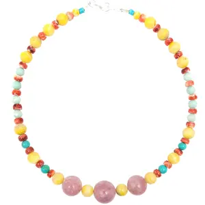 Turquesa natural y ostra espinosa abejorro cuentas lisas Prehnita amazonita collar de piedras preciosas coloridas regalo para mujeres