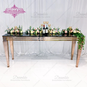 Table de bar moderne en acier inoxydable avec dessus en verre Ensemble de meubles oniriques pour cocktail de mariage <span class=keywords><strong>Location</strong></span> de bar - Product Image 3