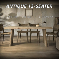 Table à manger en bois rustique imperméable, rectangulaire, design traditionnel fait main, plateau en bois massif, pieds pour mobilier de salle à manger d'hôtel