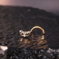 Piercing de nez en titane G23 courbé en S, 20G, incrusté de CZ, bijou de piercing pour narine, hypoallergénique, pour femme