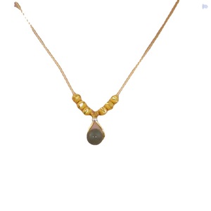 Hetian Jade Lucky Bag Necklace Women's Gold Chain Ball Pendant Everyday Wear Geometric Design Claw Setting XL-137 - Product Image 5