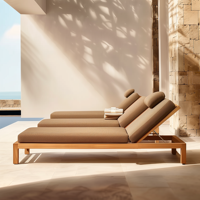 Chaise longue de jardin pour balcon extérieur, chaise longue légère en teck, résistante à l'eau et au soleil, chaise de bain de soleil pour cour de maison