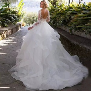 Lace Appliqu Wedding Dress White Ball Gown V-neck Tulle Natural Waistline 2026 New Style - Product Image 2