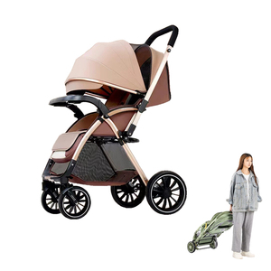 Poussette pliable légère avec capote surdimensionnée, rangement extra-large, double roue, 0-3 ans, amortisseur à quatre roues - Product Image 1