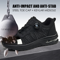 Chaussures de sécurité légères pour hommes, antidérapantes, avec boutons intelligents, semelle en PU à coussin d'air amortissant les chocs, chaussures de travail.
