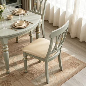 Chic Gold Inlay Solid Wood Dining <strong>Chair</strong>, X Cross Back PU Padded <strong>Spindle</strong> Leg Side <strong>Chair</strong> For Farmhouse Kitchen Dining Room - Product Image 4