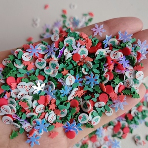 Confettis de Noël en pâte polymère, bonbons décoratifs pour l'art des ongles, l'artisanat DIY et la décoration de coques de téléphone : bonhomme de neige, sapin de Noël, flocon de neige - Product Image 4