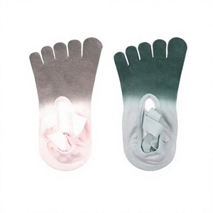 JZVINA <b>Ladies</b> Five Toes Yoga Socks Anti <b>Slip</b> Grip Gradient Color Breathable Strap Design Socks For Pilates Barre Workout - Product Image 5