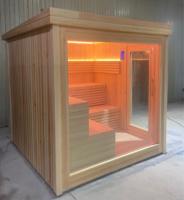 Sauna Moderna de Madera Maciza para Exteriores, 6-8 Personas, Ventana Grande, Cedro Rojo Canadiense, Vestuario para Gimnasio o Villa