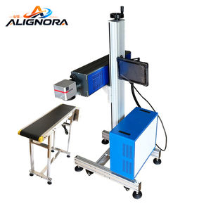 Máquina de marcado láser de 30w 40w Co2 en línea de alta velocidad para grabado láser en movimiento en cintas transportadoras, fecha de producción, plástico - Product Image 1