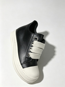 Baskets montantes décontractées en cuir à bout rond, à lacets, avec semelle en caoutchouc amortie, chaussures de ville tendance toutes saisons - Product Image 1