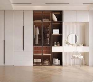 Santopova Stylish <b>Light</b> - Colored Closet with Glass Panels, Multi - Functional Storage & <b>Vanity</b> Area, Home Decor - Product Image 1