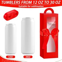 Boîte cadeau pour gobelet avec poignée, pour verre à vin transparent, gobelets vierges pour sublimation et bouteille pour Noël rouge