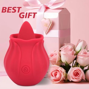 Vibratore a Forma di Rosa Rossa con Funzione Succhiante per Clitoride, Dildo Massaggiatore Punto G per Donne, 10 Frequenze, Ricaricabile USB, 100% Impermeabile - Product Image 3