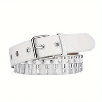 Ceinture Homme en Cuir PU, Chaîne de Taille Balle Argentée en Métal, Ceinture Punk à Boucle ardillon en Alliage pour Cadeau