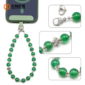 Cinturino per cellulare con <span class=keywords><strong>perline</strong></span> di cristallo verde naturale nuovo stile cinturino da polso Anti-perso con cordino corto a mano - Product Image 4