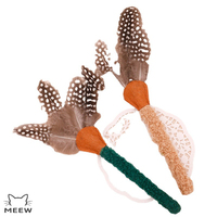 Jouet interactif pour chat avec plume naturelle tachetée pour chaton