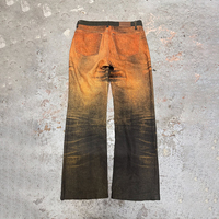 Jean délavé dégradé motif tigre 13oz 2026, orange coucher de soleil, pour homme, style avant-gardiste Y2K streetwear