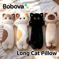 Adorable Oreiller Long en Coton PP en Forme de Chat, Peluche Kawaii Douce, Jouet en Peluche Anti-Stress, Aide au Sommeil et Confort pour Enfants à Prix Abordable