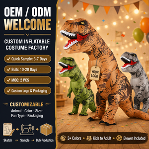 Costume gonflable de T-Rex pour adulte, tenue de dinosaure gonflable pour Halloween, déguisement amusant pour fête cosplay avec ventilateur pour hommes et femmes - Product Image 1