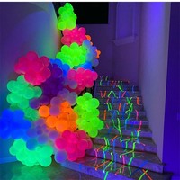 Ballons en latex transparents fluorescents de 12 pouces, 28 grammes, à pois qui brillent dans le noir ; Ballons de couleur bonbon pour fête de mariage