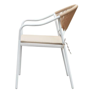 Mobilier de jardin empilable moderne en rotin PE corde d'osier chaises de salle à manger d'extérieur fauteuils pour cour d'hôtel - Product Image 4