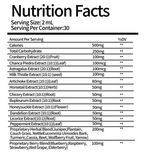Gocce di supporto per reni e fegato 27-in-1 con estratto di mirtillo rosso 20:1 e Chanca Piedra, integratore senza alcol per la salute urinaria e del fegato - Product Image 2