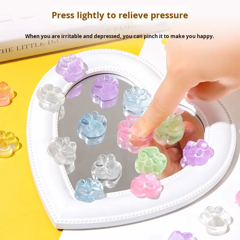 DHF New Fidget Toy Cat Paw Squishy Stress Ball Sensory Squeeze Toy Anxiety Relief Ice Splat Squishies TPR Mochi Kids Anti-Stress