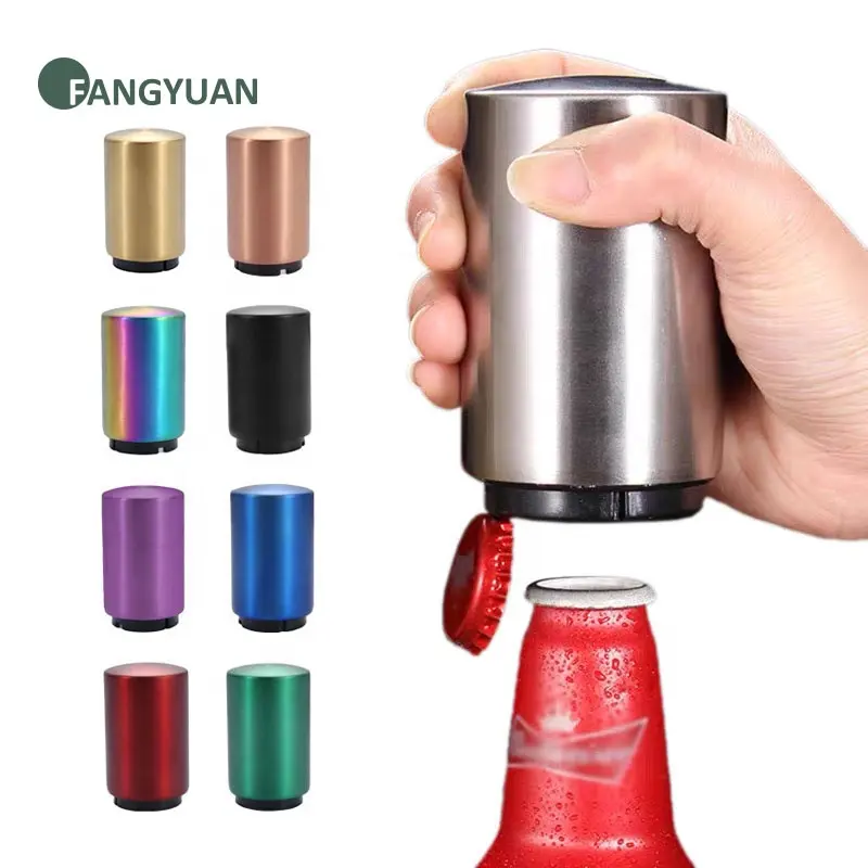 FANGYUAN Amazon top seller custom logo creative push down automatic wine can opener jar beer opener magnet for party