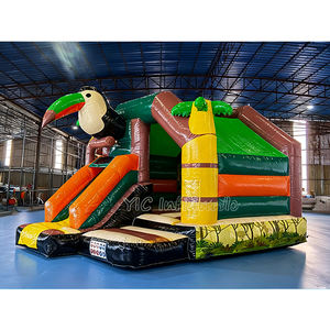 Castillo Inflable Comercial con Tobogán Temático de Jungla, Castillo Hinchable Tropical para Niños, Ideal para Alquiler en Fiestas y Eventos - Product Image 1