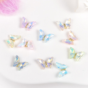Décorations 3D en métal pour ongles, papillons irisés en strass et cristaux, accessoires de bijouterie DIY, lot en vrac - Product Image 2