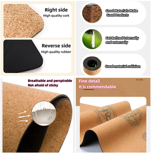 Tapis de yoga en liège souple écologique antidérapant de 5 mm d'épaisseur, tapis de fitness <span class=keywords><strong>Pilates</strong></span>, <span class=keywords><strong>coussin</strong></span> d'exercice 72x24 pouces, personnalisable avec sac de transport - Product Image 5