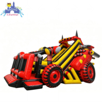 Glissade gonflable Monster Truck Lilytoys avec zone de saut, trampoline en PVC certifié CE pour garçons