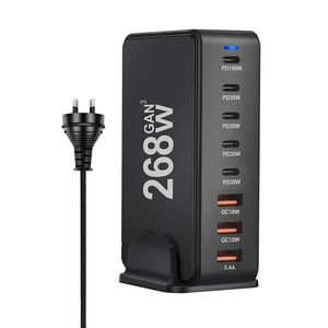 Cargador GaN de escritorio de 268W PD 3,0 Estación de <span class=keywords><strong>carga</strong></span> de múltiples dispositivos Accesorios de <span class=keywords><strong>carga</strong></span> de teléfono para uso de <span class=keywords><strong>base</strong></span> de escritorio - Product Image 6