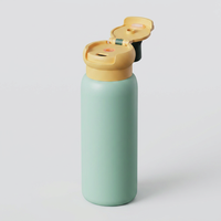 Bouteille d'eau isotherme en acier inoxydable pour enfants, 600 ml, avec double couvercle (paille et bec verseur), sans BPA, idéale pour l'école