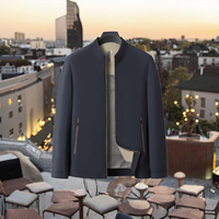 Nouvelle veste varsity décontractée pour homme en tissu peigné 100 % polyester, col montant zippé, coupe-vent et écologique, tricotée pour l'hiver