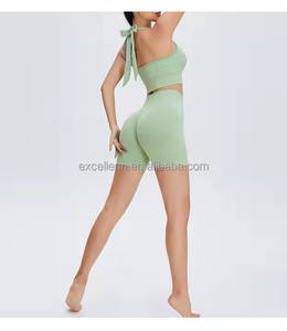 Высококачественные бесшовные женские леггинсы для фитнеса с эффектом подтяжки ягодиц, цветными вставками, из 100% нейлона, экологичные, с высокой талией, для йоги - Product Image 3