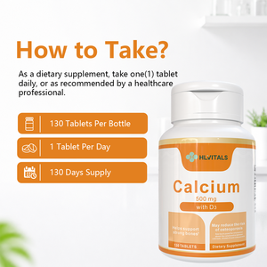 Tabletas de Suplemento de Calcio de Marca Privada OEM, Tabletas de Suplemento de Calcio 500mg con Calcio y Vitamina D3 - Product Image 6