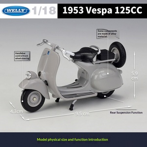 WELLY 1:18 Vespa 1953 125CC Scooter Modellino in Metallo Pressofuso per Collezionisti, Esposizione e Regalo, Vendita all'Ingrosso - Product Image 2