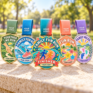 Marathon & Running Medals Custom Family Fun Run Five Design Medal Collection with Ribbon OEM ODM - Product Image 2