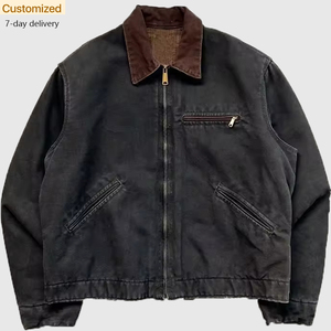 Tùy Chỉnh Người Đàn Ông Của Cổ Điển Zip-up Công Nhân Áo Khoác Ngoài Trời Mùa Đông Zip up Workwear Tùy Chỉnh Vịt Vải Trucker Máy Bay Ném Bom Làm Việc Áo Khoác Cho Nam Giới - Product Image 2