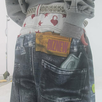 DiZNEW Jeans baggy en denim personnalisés à double taille pantalons en jean à la mode pour hommes