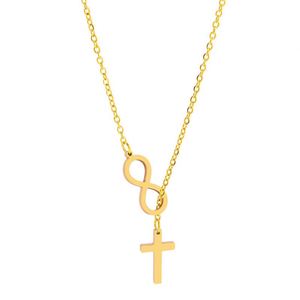 Stainless Steel Eight Figure Infinity <b>Cross</b> Pendant Necklace Simple Geometric Pattern Stainless Steel Non-fading Necklace - Product Image 5